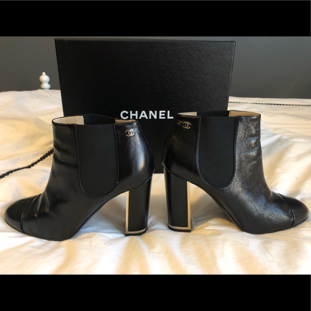 Chanel Calfskin Block Heel Booties